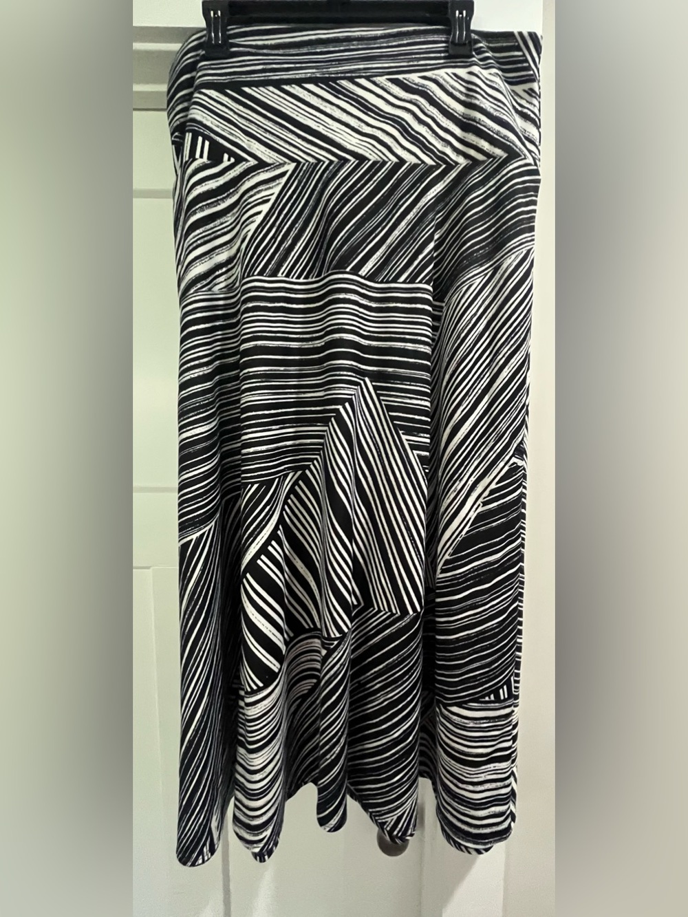 Boho Sunny Leigh Black & White Striped Maxi Skirt Made in USA Size XL